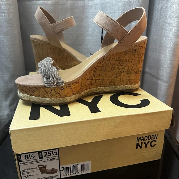 Madden Nyc Shoes - Madden NYC Blush Cream Wedge Sandals